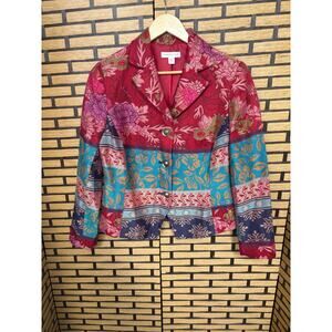 Coldwater Creek Multi Color Boho Blazer Size 12